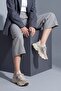 Women's Sneakers High Sole Knit Sneakers Volente Beige Suede - 2