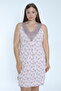 Women's Viscose Combed Cotton Fabric Zero Sleeve Lace Detailed Nightgown / Coffee - Pink 10548 - 6
