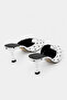 Women's Heeled Polka Dot White Black Heeled Slippers - 6