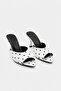 Women's Heeled Polka Dot White Black Heeled Slippers - 3