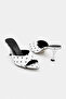 Women's Heeled Polka Dot White Black Heeled Slippers - 5