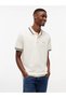 Men's Brand Logo Cream Polo Neck T-Shirt Suitable for Daily Use