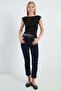 Side Draped Boat Neck Blouse - 3