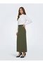 Apsen Women's Khaki Seasonal Closed Slit Detailed Belted Skirt 1580-95 - 4