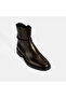 Women's Brown Metal Buckle Detailed Zippered Leather Boots - 5