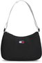 Women's Black Shoulder Bag with Brand Logo, Suitable for Daily Use