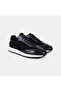 Men's Black Lace-Up Leather Sneaker with Suede Detail