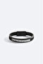Men's Black Leather Hematite Stone Bracelet B009618
