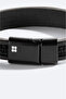 Men's Black Leather Hematite Stone Bracelet B009618 - 4