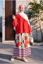 Elastic Waist Tropical Patterned Skirt -White - 6
