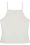 Women's Slim Fit Narrow Strap Cotton Plain Woven Fabric Cream Blouse