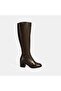 Women's Brown Thick Heeled Leather Boots - 2