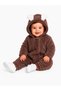 Sweet Rabbit Ears Double Zippered Welsoft Baby Jumpsuit Hooded Plush Winter Unisex Jumpsuit - 2