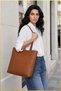 Women's Large Size Suede Hand and Shoulder Bag - Tan - 6