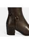 Women's Brown Thick Heeled Leather Boots - 6