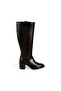 Women's Brown Crocodile Printed Thick Heeled Leather Boots - 3