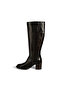 Women's Brown Crocodile Printed Thick Heeled Leather Boots - 4