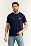 Men's Brand Logo T-Shirt in White-Navy Blue, Suitable for Daily Use