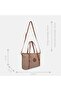 Women's Beige Monogram Logo Canvas Shoulder Bag - 5