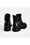 Women's Black Metal Buckle Detailed Zippered Leather Boots - 8