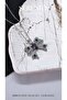 Green White Zircon Stone Bow Figure Steel Necklace - 3