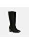 Women's Black Thick Heeled Stretch Boots