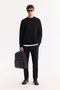 Men's Black Crew Neck Textured Elastane Regular Fit Sweatshirt A52Y1220 - 8