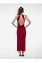 Slim Fit Crepe Scuba Halter Neck Sleeveless Backless Bodycon Long Dress - 3