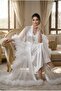 Dowry Bridal Dressing Gown Set - Luxurious Lace Satin Long Nightgown Honeymoon Set - 2