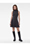 Slim Fit Sleeveless High Neck Flared Mini Dress with Stitching Detail