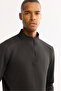 Men's Black Mock Neck Inside K Checked Ş Brushed Inside Technical Fabric Regular Fit Sweatshirt A52Y1219 - 2