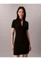 Women's Brand Label Black Dress with Crew Neck and Short Sleeves, Stylish and Suitable for Daily Use - 2
