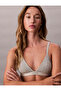 Women's Brand Logo White Elastic Band Gray Bra - 2