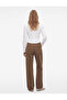 Cotton Regular Waist Pocketed Buttoned Comfortable Fit Straight Leg Baggy Trousers - Baggy Jeans - 4