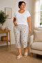 Patterned Combed Cotton Below Knee Plus Size Mother Women's Capri Brown Love Pattern - 2
