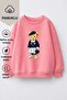 Girl's 3 Thread Fabric Cotton Teddy Bear Printed Sweatshirt - 3