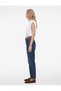 Belted High Waist Slim Fit Straight Leg Cotton Denim Trousers - Mom Slim Jean - 2