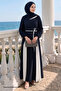 Slit Double Color Navy Blue Dress - 2