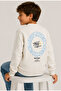 Boy's Ecru Sweatshirt with Stay True Text Pattern on the Front and Back - 4
