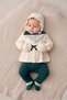 Minizyn 7078 Baby Girl Victoria Ecru Emerald Lace Newborn 5-Piece Bodysuit Set