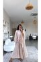 Beige Chiffon Dress Cape Set - 3