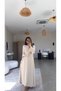 Beige Belted Long Sleeve Basic Dress - 4
