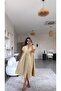 Camel Gabardine Short Sleeve Shirt Dress - 2