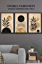 3-Piece Framed Look Gold Black Bohemian Botanical Abstract Mdf Painting Set Living Room Living Bedroom Kitchen Wall Decor