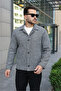 Men's Comfortable Fit Short Patterned Cashmere Coat - 3
