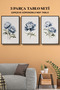 3-Piece Black Frame Look Blue Flowers Painting Set Wall Decor for Living Room Living Bedroom Kitchen - 4