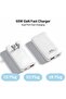 WHITE 65WUS 65W GaN Flat USB C Wall Charger Ultra Slim Dual Port USB-A & USB-C Folding Travel Charge