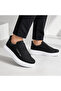 Black and White Double Strap High Sole Men's Sneaker - Velcro Thick Sole Sports Shoes Ba0307 - 2