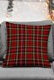 Red Plaid Cream Floor Deer Patterned Christmas Set 4-Piece Throw Pillow Cover and Runner Set - 5