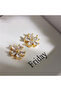 Light Yellow Gold Color 5-Pair Simple Zircon Flower Love Butterfly Earrings Weekly Gift Box for Wome - 3